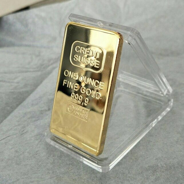 High Quality Non Magnetic CREDIT SUISSE ingot Gold Plated Bullion Bar Swiss souvenir coin gift 50 x 28 mm with different serial laser number