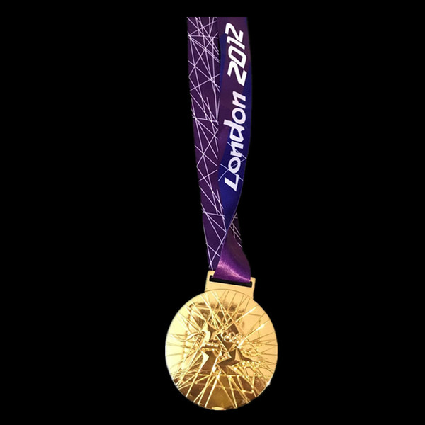 1 Pcs The Limited Edition 2012 London Olympic Games gold medal sport art gold plated badge with Ribbon collectible medal