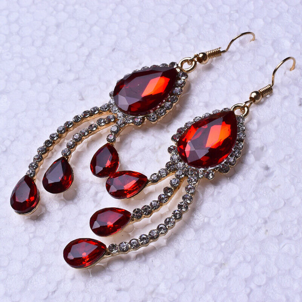 Gold-plated Hand-Carved 0.67X0.47'' Natural Red Ruby & CZ Earrings ED058 All Right To Send Gifts Or For Yourself