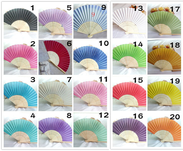 DHL 100PCS personalized printing text on wedding silk hand fans Nice wedding party gift 20 color, DIY creative blank fan