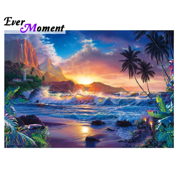 Diamond Embroidery 5D DIY Diamond Painting Seaside Scenery Square Diamond Painting Rhinestone Cross Stitch Decoration ASF646 Y18102009