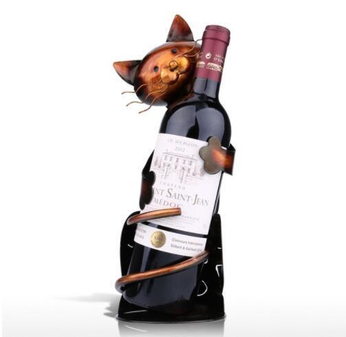 Cat Wine Rack Wine Holder Shelf Metal Sculpture Practical Sculpture Wine stand Home Decoration Interior Crafts