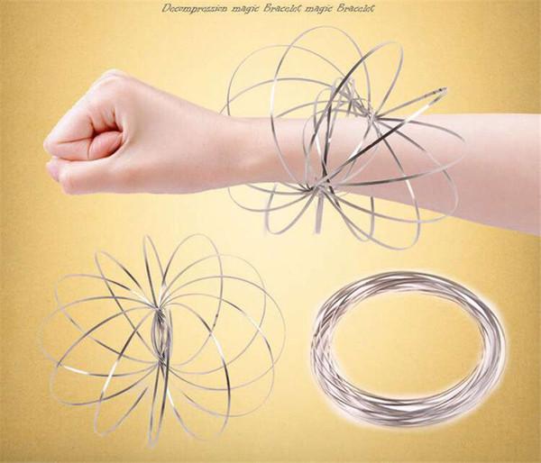 Metal Toroflux Flow Ring Stainless Steel Wire Flowrings Magic Pattern Spring Deformation Rolling Bracelet Toys Xmax