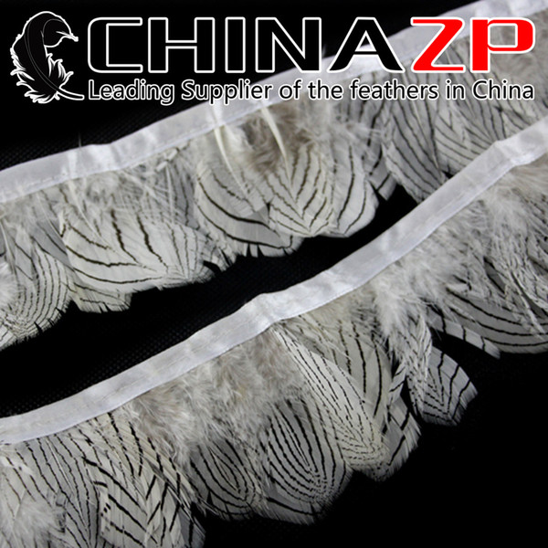 Gold Supplier CHINAZP Crafts Factory Wholesale 10yards/lot Cheap Natural White Silver Pheasant Plumage Feathers Trim