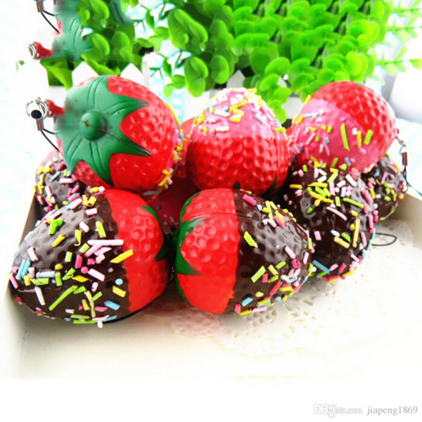 1PC Kawaii Flatback DIY Miniature Strawberry Squishy Bread Keychain Charm Strap Scrapbooking Embellishment Decoration Crafts