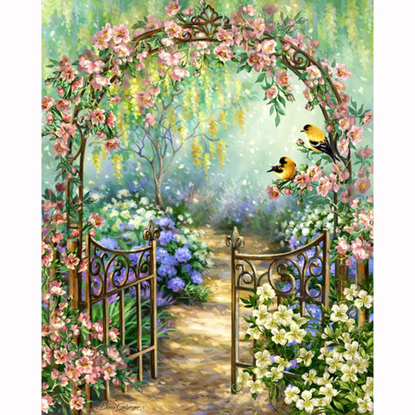 New Full circular Diamond DIY 5D Diamond Painting Flower fence Embroidery Cross Stitch Rhinestone Mosaic Painting Home Decor