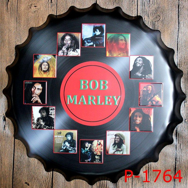 40cm diameter bob marley king of pop punk tin sign metal poster adverter beer bottle cap Tin Signs Decor Home Club Bar wholesale 160911#