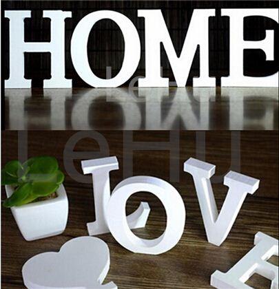 8cmX1.2cm thick Wood Wooden White Letters Alphabet Wedding Birthday Home Decor Decoration 2016 Hot sale