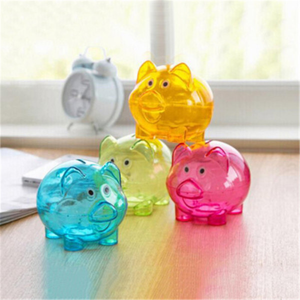 Cute Transparent pig Money Saving Box Piggy Coins case Pig shaped Bank colorful types kids creative birthday gifts