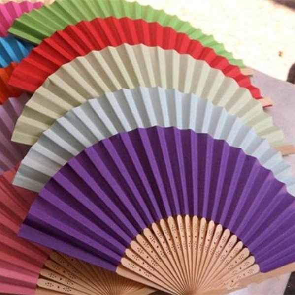 Color paper fan Blank folding Children's painting fan DIY handmade preschool articles Colour rainbow fan