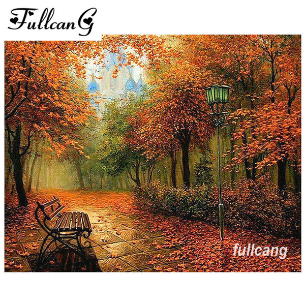 FULLCANG diy full square diamond embroidery autumn landscape forest diamond painting cross stitch diamond mosaic needlework D699