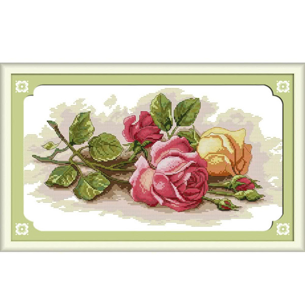 DIY Handmade Needlework Counted Cross Stitch Set Embroidery Kit 14CT Beautiful Rose Pattern Home Decoration