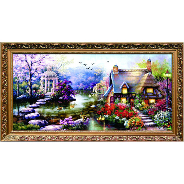 DIY Handmade Cross Stitch Embroidery Kits Garden Cottage Design Home Decoration Needlework Cross-stitch Decor