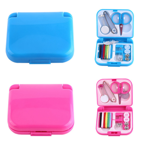 Portable Travel Sewing Set Kits Storage Box Needle Threads Scissor Thimble Buttons Pins Home Tools Sewing Accessories