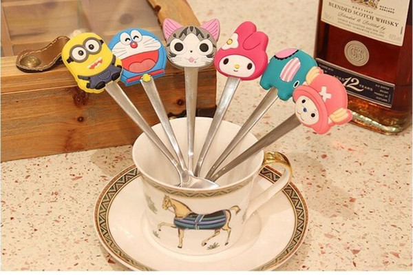 20pcs/lot Hot sale special Creative cartoon Pvc soft spoon lovely Multifunctional spoon 11*3cm send randomly silicon handle drop shipping