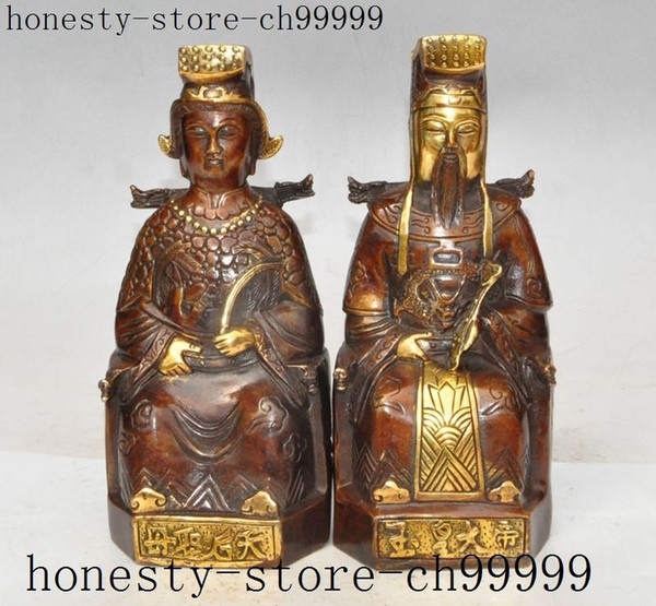 chinese bronze gilt wealth ruyi Jade Emperor Heavenly Queen Mother god statue