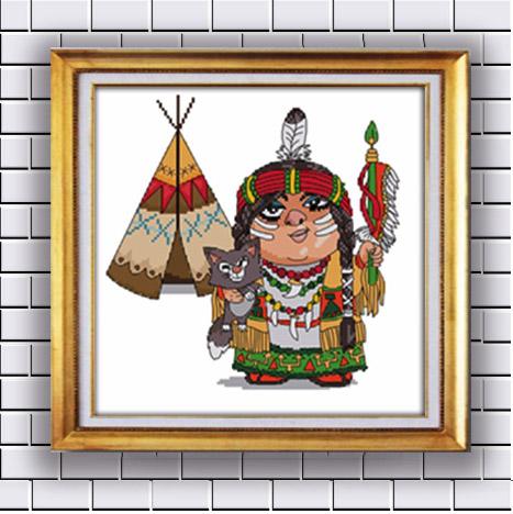 Indian cartoon,needlework home decor paintings counted printed on canvas DMC 14CT 11CT Chinese Cross Stitch Needlework Sets Embroidery kits