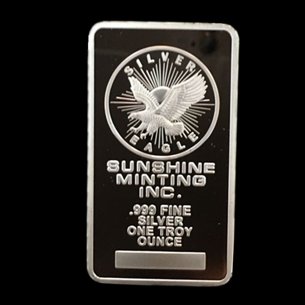 Free Shipping 10 pcs brand new The sunshine minting silver plated 1 OZ 50 x 28 mm souvenir bullion bar badge