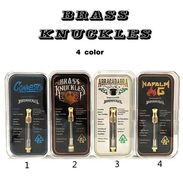 Connected Abracadabra Brass Knuckles Cartridges Gold Glass Tank 1.0ml 510 Dual Cotton Ceramic Coil Thick Oil Atomizer Flavour Stickers