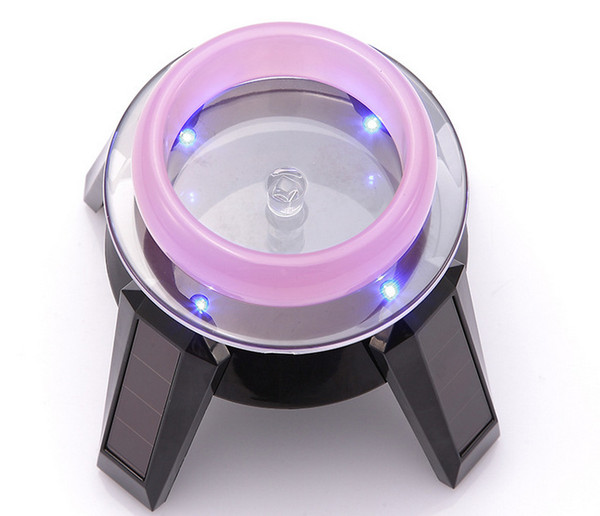 craft 360 degree Turntable Rotating Jewelry Watch Phone Ring solar Display Stand tray LED light Solar stand holder Plate Stand Lighting arts