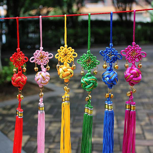 Chinese Knot with ball Tranditional Tessel knots 28CM hanging craft polyster handmade DIY ornament car accessories Gift Sovenir