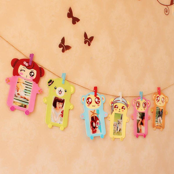 6PCS cute teddy bear 3 inch frame DIY photo frames for picture wedding photo frame multicolor Hanging Paper wall Home Decoration