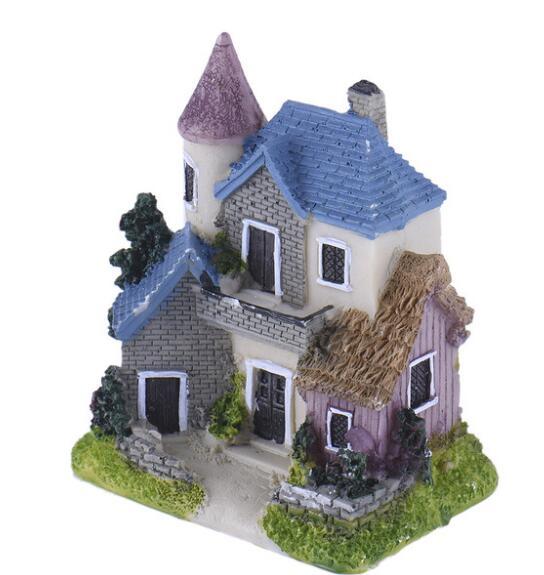 Cute Mini Resin House Miniature House Fairy Garden Micro Landscape Home Garden Decoration Resin Crafts 4 styles Color Random