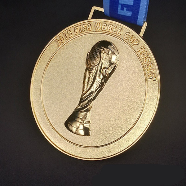 The 2018 Russian Football World Cup Gold Medal Badge Fan Souvenior Gift With Ribbon Collections High Grade 25xl Ww