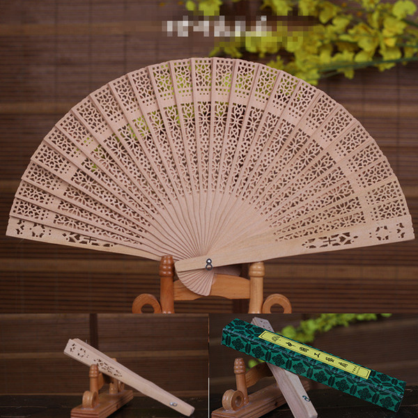 DHL 50pcs 8 inch full flush fragrant wood fan, Chinese characteristic gift fan, imitation sandalwood fan