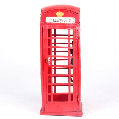 Mettle New British style united kingdom red Metal Craft Antique Iron Telephone Booth Model Ornaments