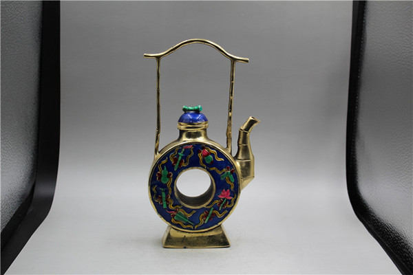 Chinese Cloisonne Brass hand carved Eight Immortals Teapot w Daming Xuande Marks