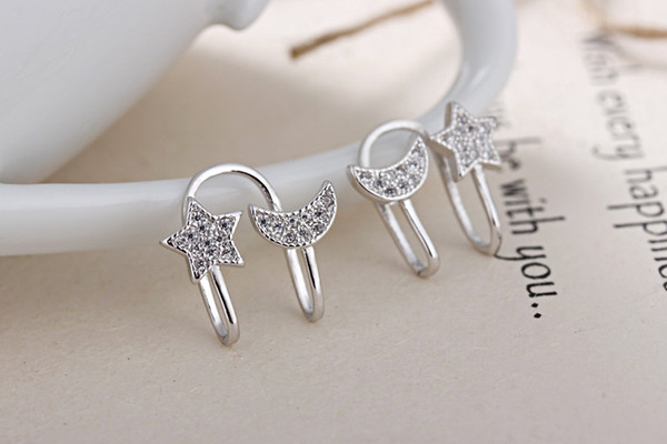 Hot Sale Clip On Earrings For Women 4mm Crystal Ear Cuff Jewelry Piercing Zinc Alloy Ear Clips Oringe Girl Gift