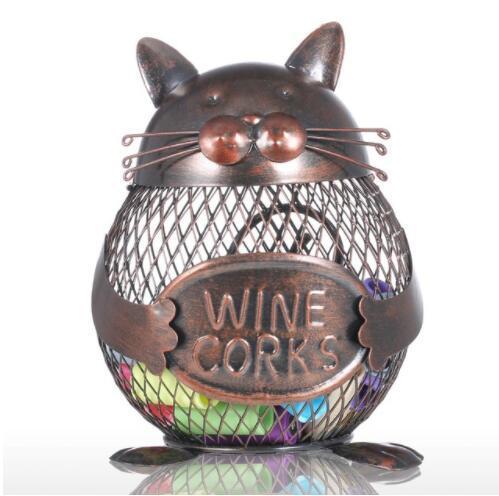 Cat Kitten Wine Cork Container Animal Ornament Iron Box Art Practical Crafts Favor Gift Home Decoration