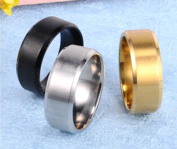 Stainless Steel Ring Lovers Ring Fashion Jewelry Accessories Black Gold Silver For Women Men 3 Colors