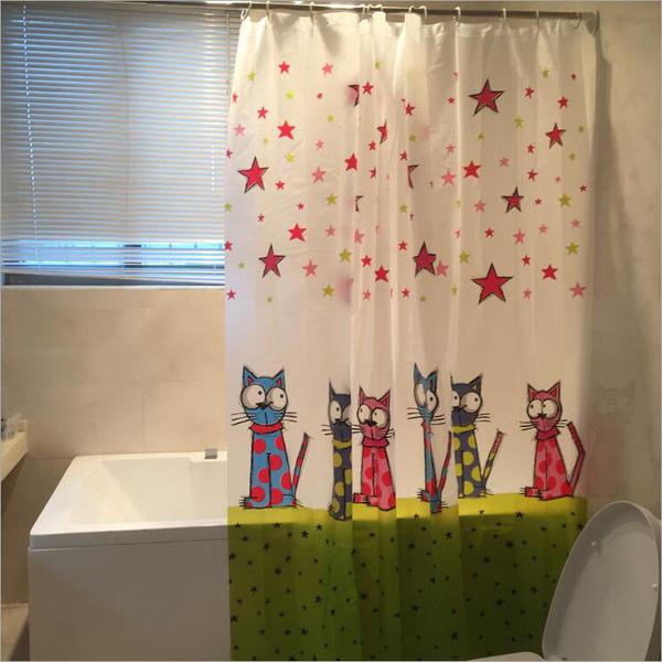 Cute Cartoon Style Waterproof Fabric Bathroom Shower Curtain Fashion Home Bathroom Decoration Gift With 12 Hooks