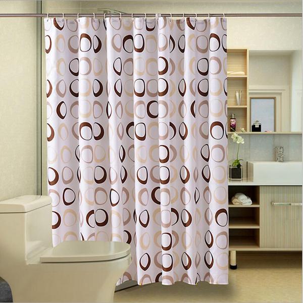 Circle Pattern Fashion Simple Home Bathroom Decora Waterproof Fabric Bathroom Shower Curtain With 12 Hooks