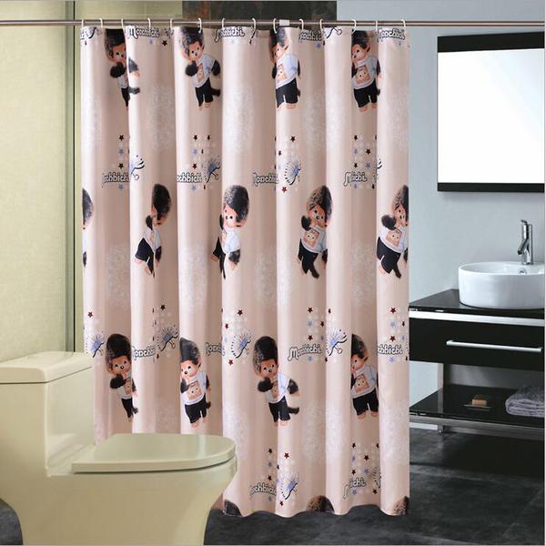 Cartoon Style Wholesale Waterproof Fabric Bathroom Shower Curtain Fashion Home Bathroom Decoration Bath Curtain & 12 Hooks