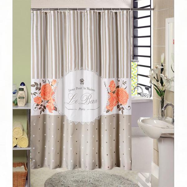 Wholesale Flowers Elegant Fashion Home Bathroom Decoration Bath Curtain Waterproof Fabric Bathroom Shower Curtain & 12 Hooks