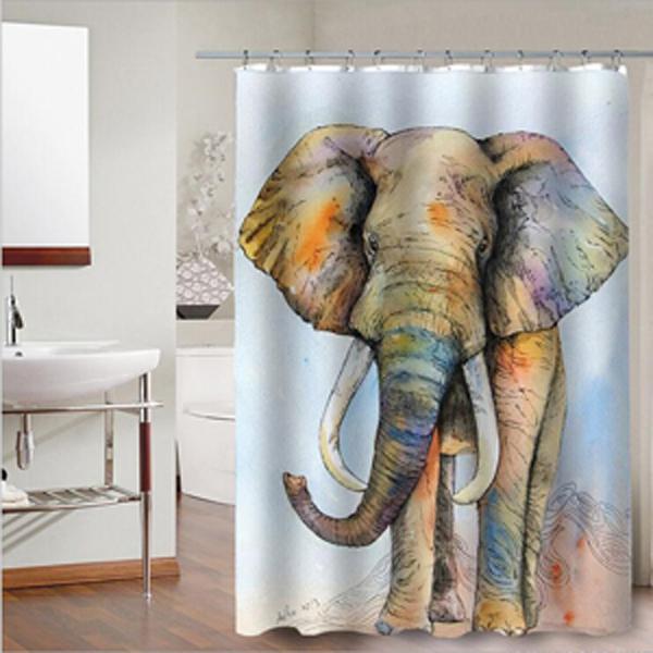 Abstract Color Elephant Fashion Home Bathroom Decoration Waterproof Polyester Fabric Bathroom Shower Curtain With 12 Hooks