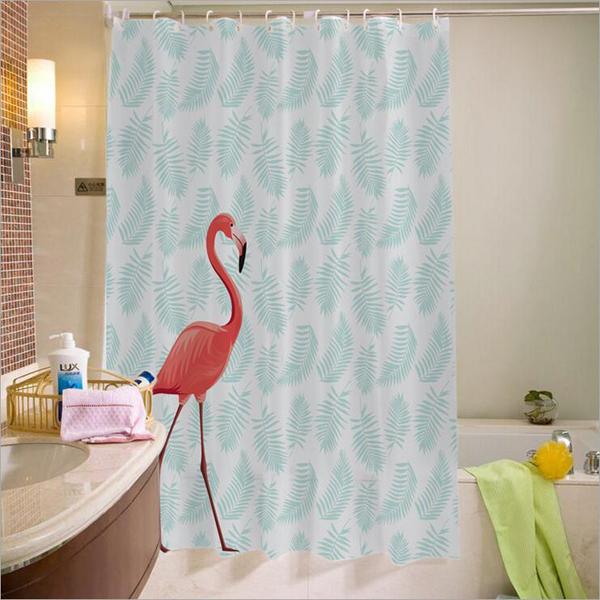 Wholesale Flamingo Fashion Home Bathroom Decoration Waterproof Fabric Pop Bathroom Shower Curtain With 12 Hooks 72x80inch