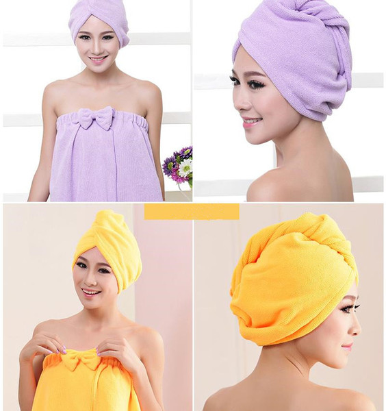 Shower Caps Quick Solid Dry Hair Towel Absorbing Bathing Shower Cap Hair Drying Ponytail Holder Cap Lady Coral Fleece Hair Hooded Towel a812