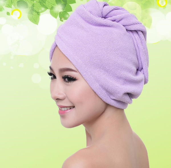 2018 Shower Caps Quick Dry Hair Towel Absorbing Bathing Shower Cap Hair Drying Ponytail Holder Cap Lady Coral Fleece Hair Hooded Towel a812