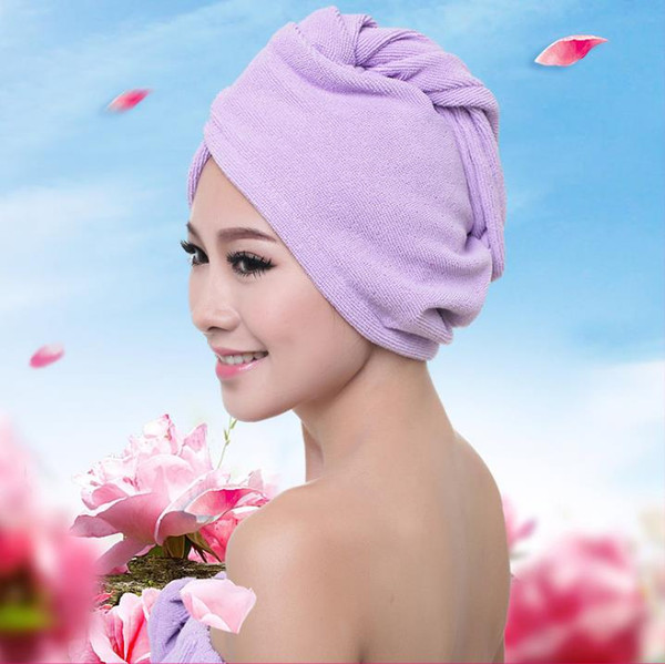 Quick Solid Dry Hair Towel Absorbing Bathing Shower Cap Hair Drying Ponytail Holder Cap Lady Coral Fleece Hair Hooded Towel a812