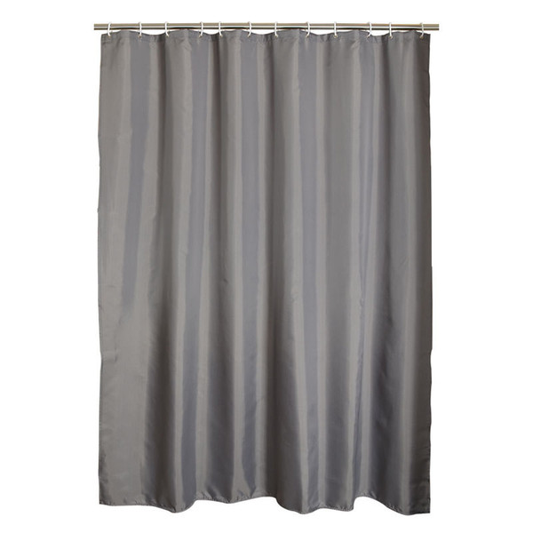 Gray Polyester Bathroom Waterproof Shower Curtains With Plastic Hooks