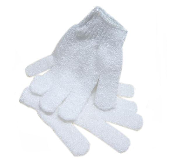 White Nylon Body Shower Bath Gloves Exfoliating Bath Glove Body Scrubber Glove Body Spa Massage Dead Skin Cell Remover