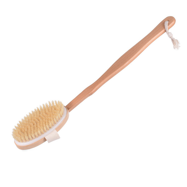 High Quality Boar Bristles Body Brush with Long Detachable Non-slip Handle Bath Shower Brush Blood Circulation & Exfoliation