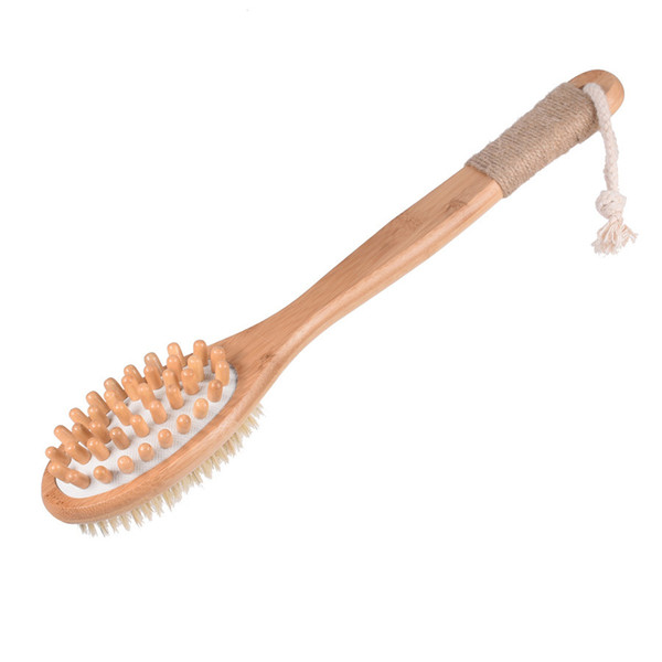 Hot Natural Pure Boar Bristle Body Brush Bamboo Handle Cleaning Brush Body Massage Anti-skid Bath Brush