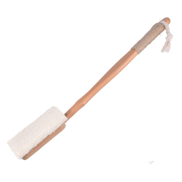 Loofah Body Brush Bath Brush Exfoliating Shower Body Scrub with Long Detachable Wooden Handle Spa Massager