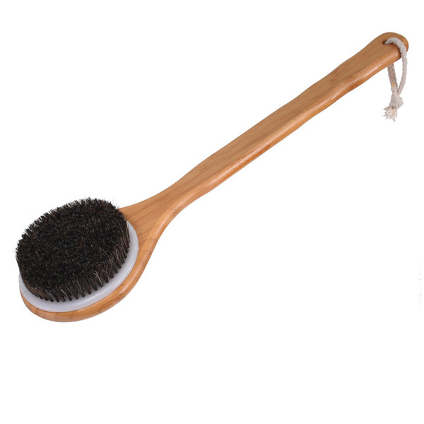 Horsehair Body Brush with Long Bamboo Handle Perfect for Dry Skin Bath Shower Brush Back Brush