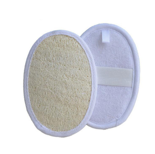 10x14.5cm Natural Loofah Pads Oval Shaped Exfoliating Loofah with White Terry Cloth Remove the Dead Skin Spa Loofah Sponge